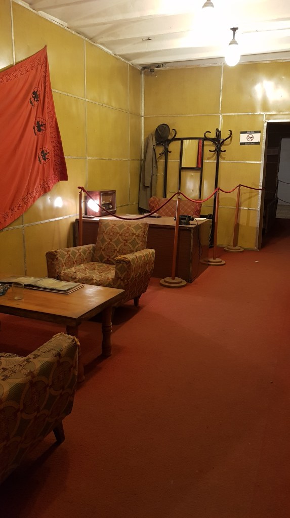 Interior of Bunk’Art, a Cold War-era bunker-turned-museum in Tirana, highlighting Albania’s communist history.