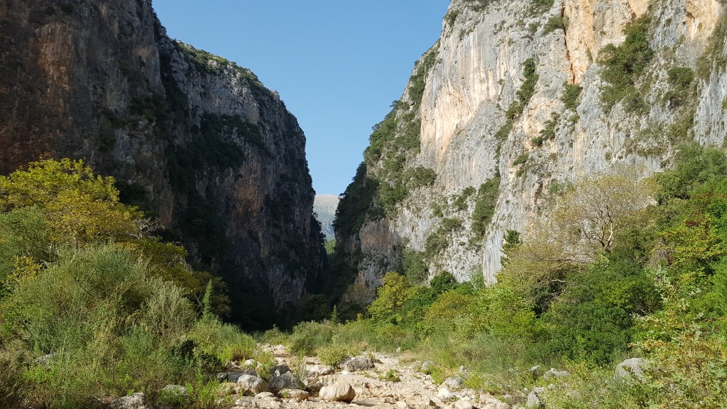 View of Gjipe Canyon near Vlora, Albania, a popular hiking destination among digital nomads.