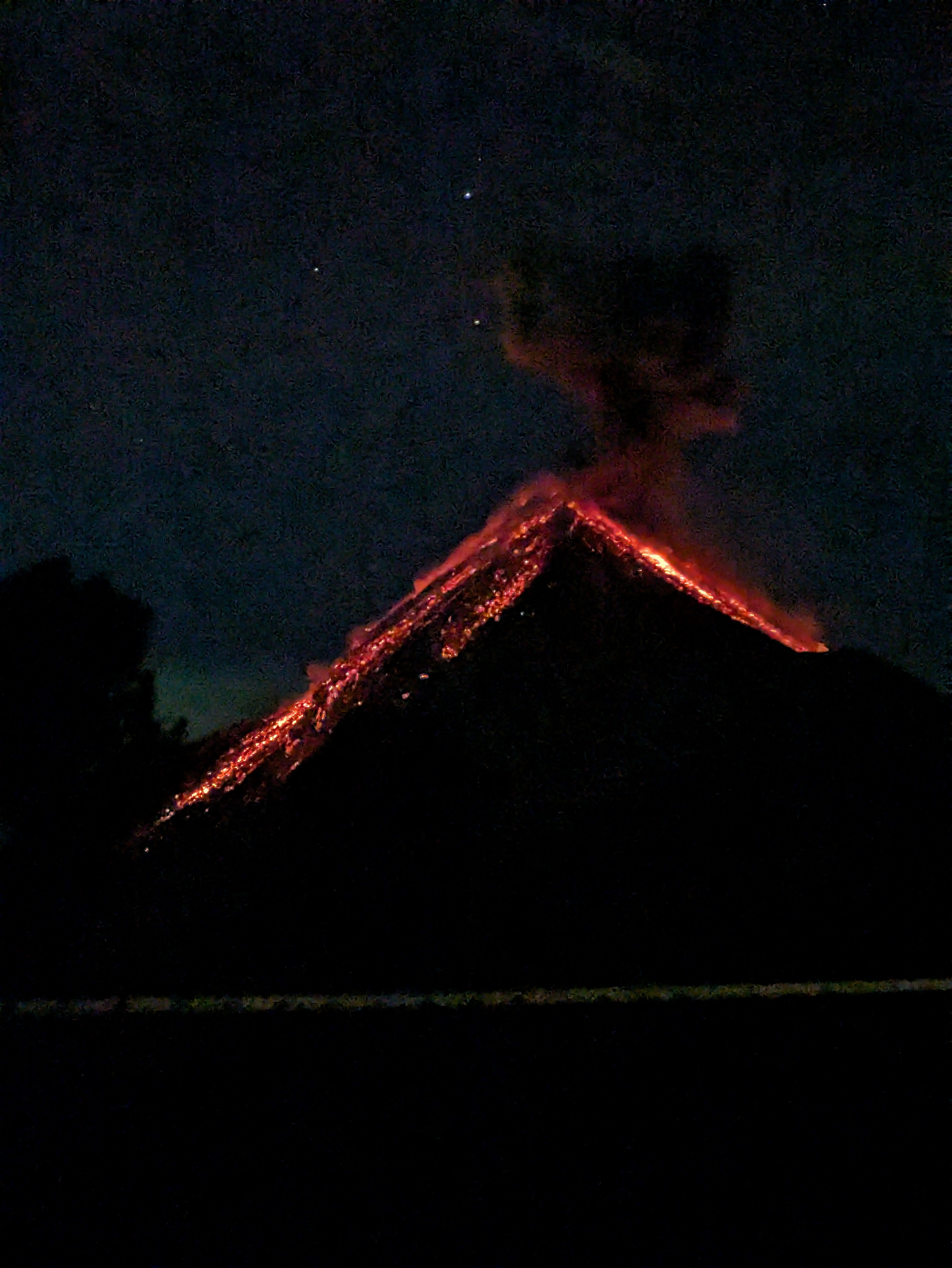 Eruption of Pacaya Volcano at night, a must-see for digital nomads in Guatemala.