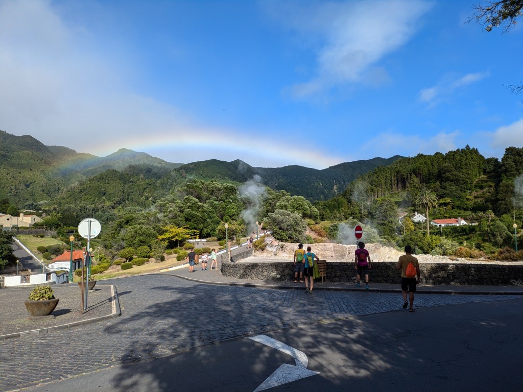 Caldeiras das Furnas, where geothermal activity creates unique cooking experiences for digital nomads in the Azores.