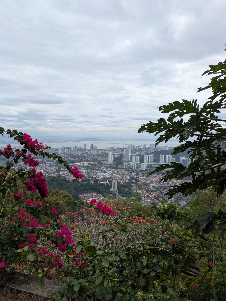 Digital Nomad Malaysia hiking up Penang Hill and enjoying the view of George Town