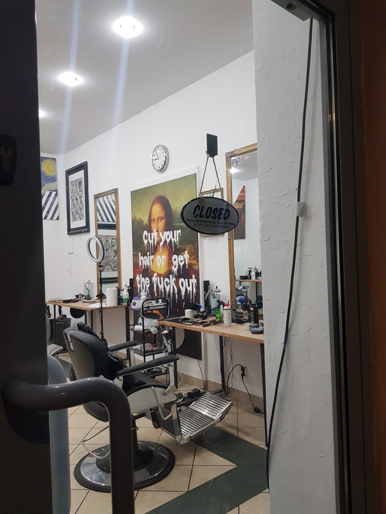 Local barbershop interior in Kraków’s city center for digital nomads