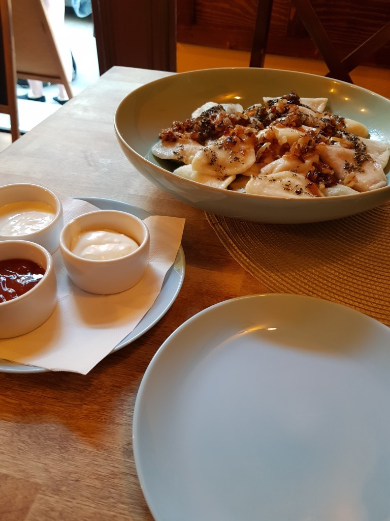 Pirogi Vegetarian Polish dish served in a café in Kraków for digital nomads